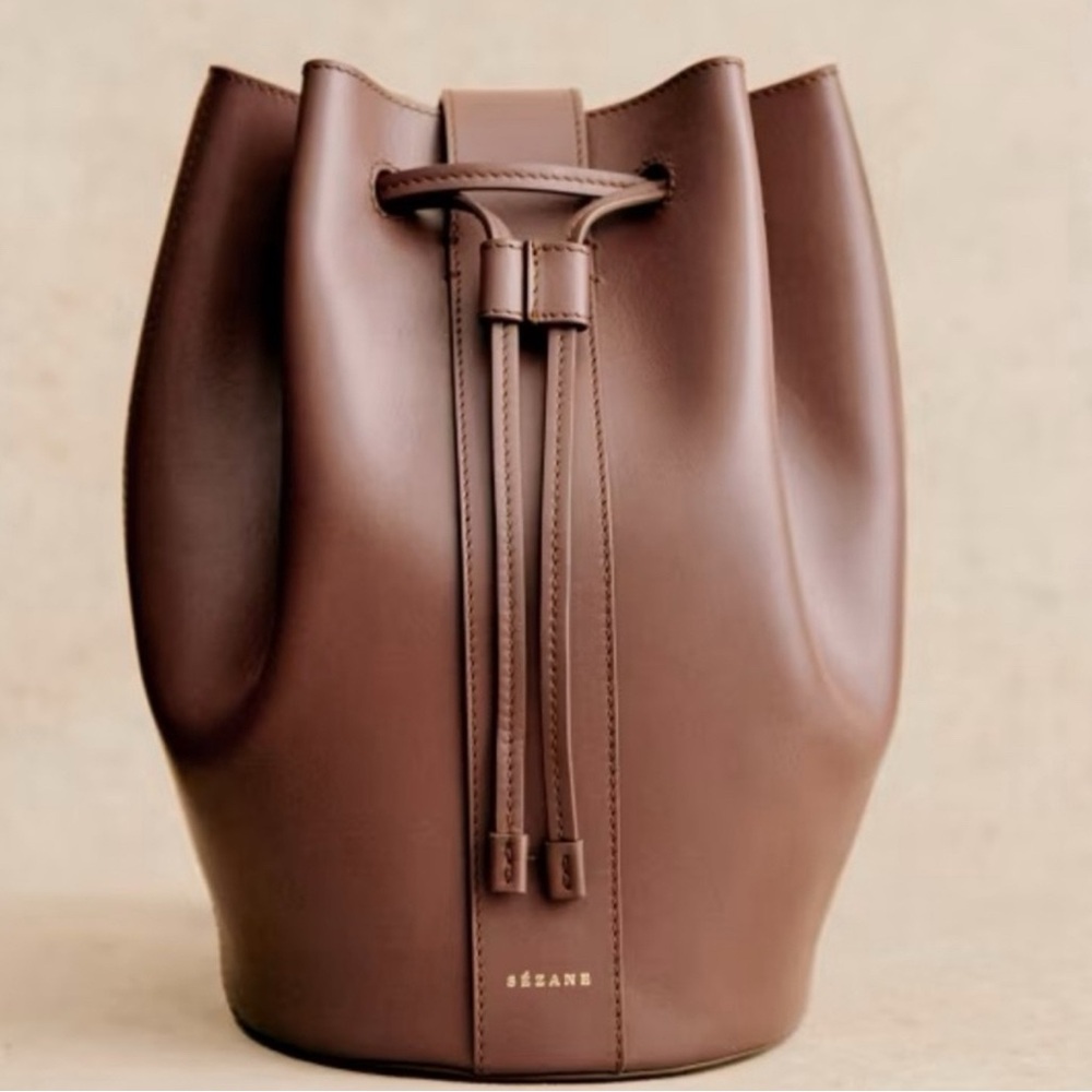 Sezane Marcel Bucket Bag Smooth Chocolate